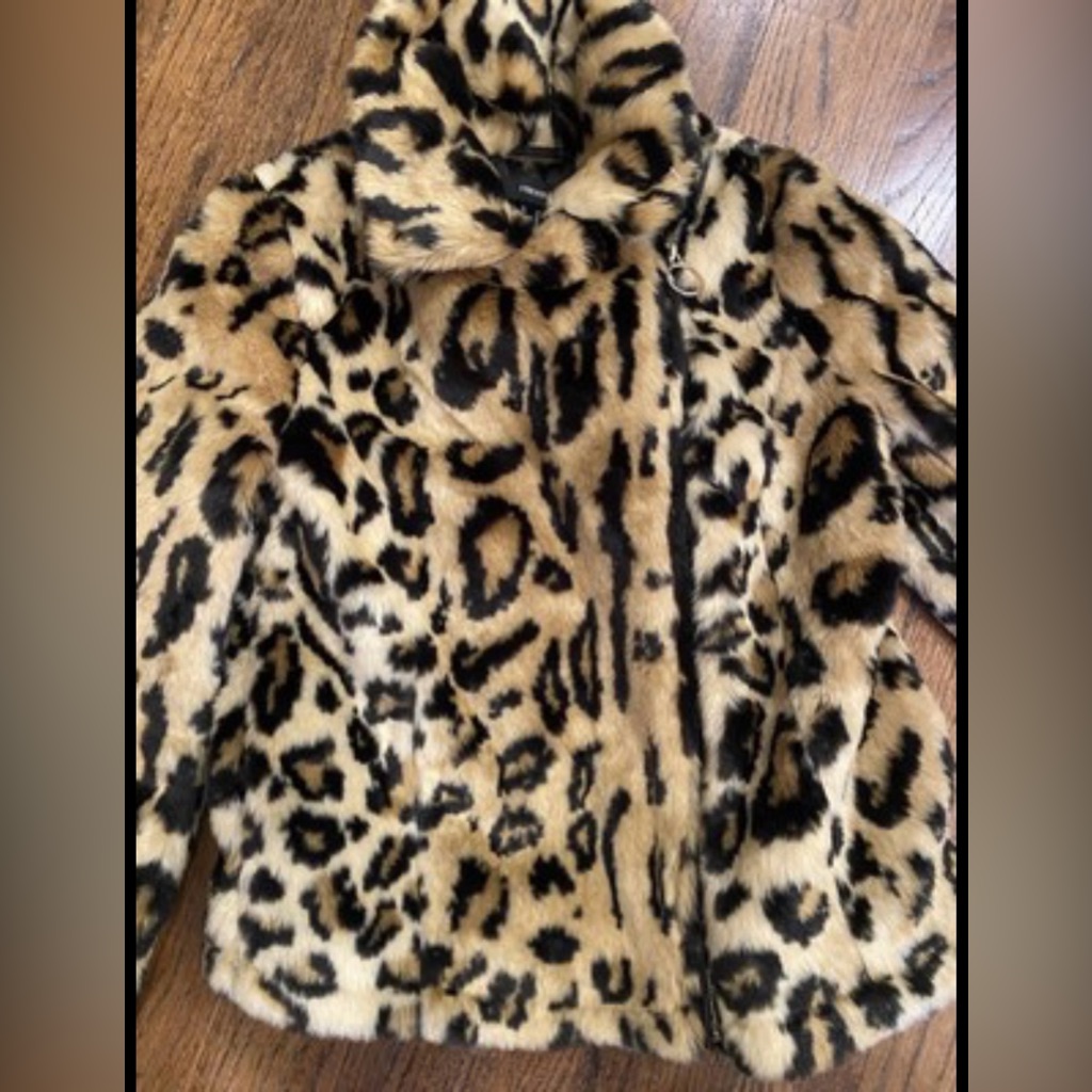 Leopard Print Faux Fur Moto Jacket